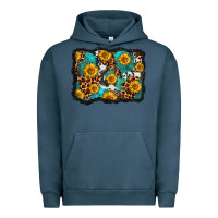 Pigment Midnight Navy cowhide leopard turquoise sunflowers pattern olivia Urban Hoodie - OliviaCreatesArt