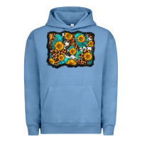 Pigment Pebble Blue cowhide leopard turquoise sunflowers pattern olivia Urban Hoodie - OliviaCreatesArt