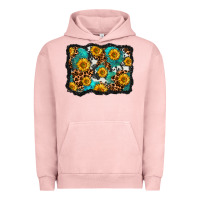 Pigment Salmon cowhide leopard turquoise sunflowers pattern olivia Urban Hoodie - OliviaCreatesArt