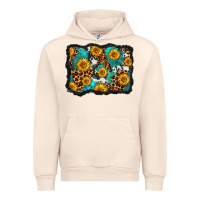Sandshell cowhide leopard turquoise sunflowers pattern olivia Urban Hoodie - OliviaCreatesArt