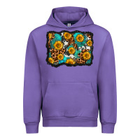 Tulip cowhide leopard turquoise sunflowers pattern olivia Urban Hoodie - OliviaCreatesArt