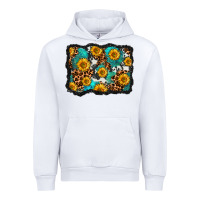White cowhide leopard turquoise sunflowers pattern olivia Urban Hoodie - OliviaCreatesArt