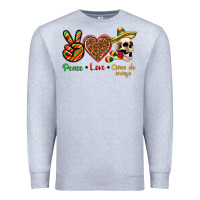 Heather Grey Peace Love Cinco De Mayo Premium Sweatshirt - texasbilliewilder