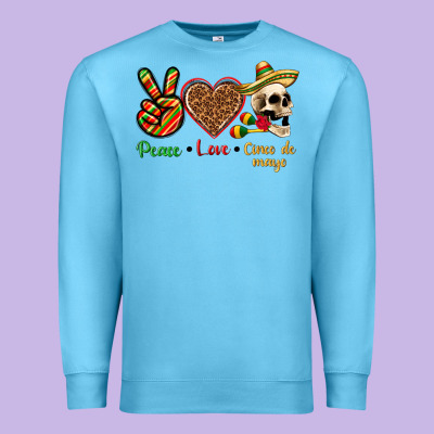 Peace Love Cinco De Mayo Premium Sweatshirt Designed By Texasbilliewilder