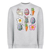 Heather Grey easter doodles Heavyweight Sweatshirt - MaliasSmallBusiness