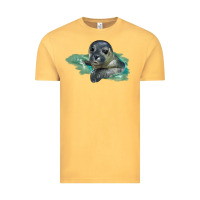 Vintage Mustard Sea Seal Face Illustrations Vintage Tee - LillyAllenDesigns