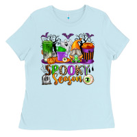 Baby Blue Spooky Season Coffee Cups Ladies Tee - texasbilliewilder