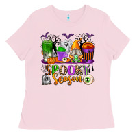 Bubblegum Pink Spooky Season Coffee Cups Ladies Tee - texasbilliewilder