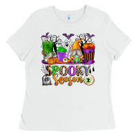 White Spooky Season Coffee Cups Ladies Tee - texasbilliewilder