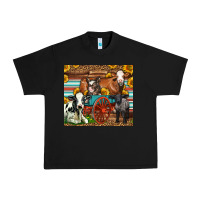 Black Farm Animals On An Old Wagon Urban Heavy Tee - LillyAllenDesigns