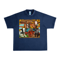 Navy Farm Animals On An Old Wagon Urban Heavy Tee - LillyAllenDesigns