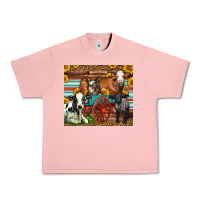 Salmon Farm Animals On An Old Wagon Urban Heavy Tee - LillyAllenDesigns