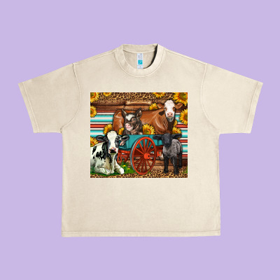 Farm Animals On An Old Wagon Urban Heavy Tee Designed By Lillyallendesigns