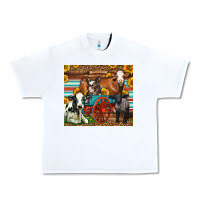White Farm Animals On An Old Wagon Urban Heavy Tee - LillyAllenDesigns