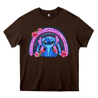 Chocolate Brown stitch rainbow Heavy Core Tee - Zillion Design Studio