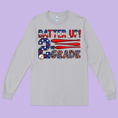 Batter Up 2nd Grade Long Sleeve Tee Designed By Jahusdesignshop