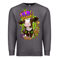 Charcoal Heather Mardi Gras cow Premium Sweatshirt - NancyCooperArtShop