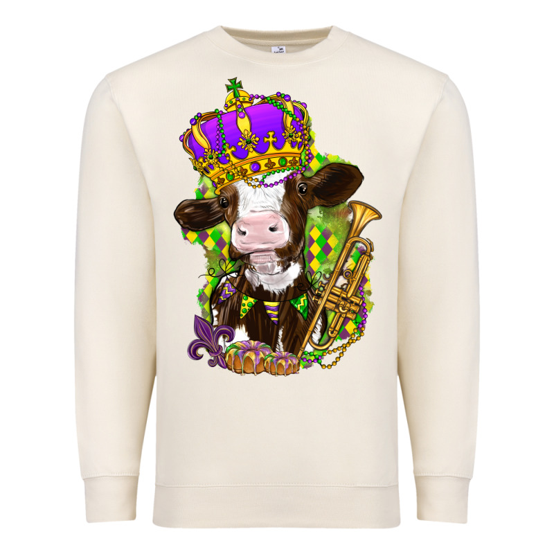 Mardi Gras Cow Premium Sweatshirt by NancyCooperArtShop | Teevron