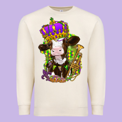 Mardi Gras Cow Premium Sweatshirt Designed By Nancycooperartshop