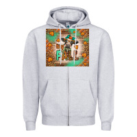 Heather Grey Western Hay Fall Cow Zipper Hoodie - LillyAllenDesigns