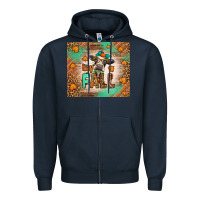 Navy Western Hay Fall Cow Zipper Hoodie - LillyAllenDesigns
