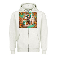 Oatmeal Heather Western Hay Fall Cow Zipper Hoodie - LillyAllenDesigns