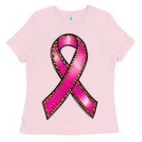 Bubblegum Pink breast cancer ribbon Ladies Tee - RanaPortraitStore