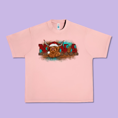Christmas Nana Highland Cow Urban Heavy Tee Designed By Barkaloodesign