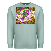 Seafoam Mardi Gras with crab Premium Sweatshirt - NancyCooperArtShop