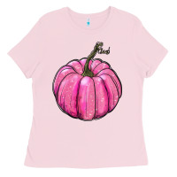 Bubblegum Pink breast cancer awereness pumpkin Ladies Tee - RanaPortraitStore
