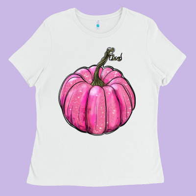Breast Cancer Awereness Pumpkin Ladies Tee Designed By Ranaportraitstore