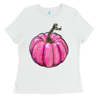 White breast cancer awereness pumpkin Ladies Tee - RanaPortraitStore