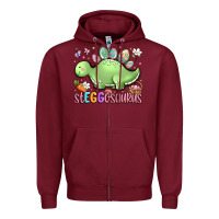 Burgundy easter stegosaurus delight Zipper Hoodie - LillyAllenDesigns