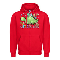 Red easter stegosaurus delight Zipper Hoodie - LillyAllenDesigns