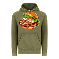 Vintage Olive American hamburger Vintage Hoodie - AdoDesignShop