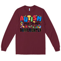 Burgundy autism seeing the world differently Long Sleeve Tee - MaliasSmallBusiness