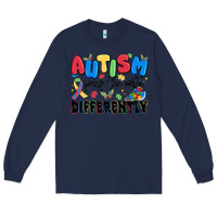 Navy autism seeing the world differently Long Sleeve Tee - MaliasSmallBusiness