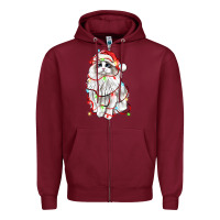 Burgundy christmas ragdoll cat Zipper Hoodie - LillyAllenDesigns