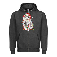 Charcoal Heather christmas ragdoll cat Zipper Hoodie - LillyAllenDesigns