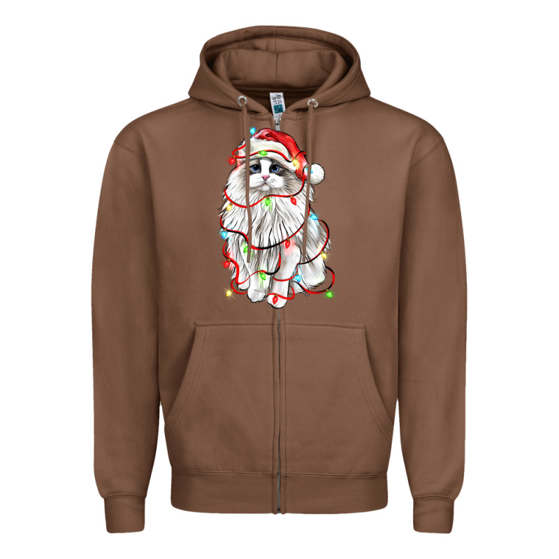 Christmas Ragdoll Cat Zipper Hoodie by LillyAllenDesigns | Teevron