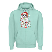 Seafoam christmas ragdoll cat Zipper Hoodie - LillyAllenDesigns