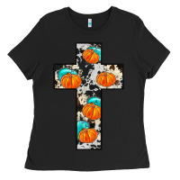 Black pumpkin cross Ladies Tee - JahusDesignShop
