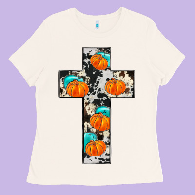 Pumpkin Cross Ladies Tee Designed By Jahusdesignshop