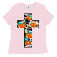 Bubblegum Pink pumpkin cross Ladies Tee - JahusDesignShop