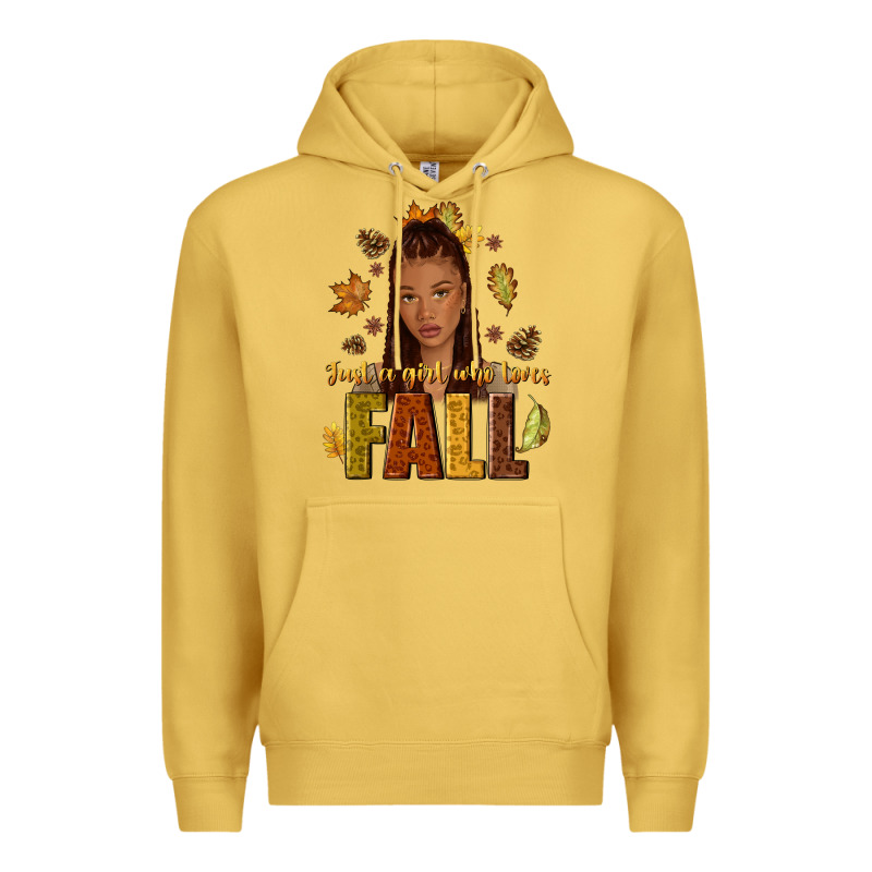 Just A Girl Who Loves Fall Afro Woman Premium Hoodie by NancyCooperArtShop | Teevron