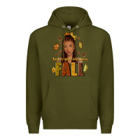 Army Green Just a girl who loves Fall afro woman Premium Hoodie - NancyCooperArtShop