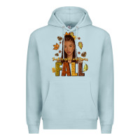 Blue Mist Just a girl who loves Fall afro woman Premium Hoodie - NancyCooperArtShop