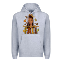 Heather Grey Just a girl who loves Fall afro woman Premium Hoodie - NancyCooperArtShop