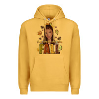 Mustard Just a girl who loves Fall afro woman Premium Hoodie - NancyCooperArtShop