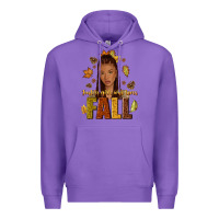 Purple Just a girl who loves Fall afro woman Premium Hoodie - NancyCooperArtShop